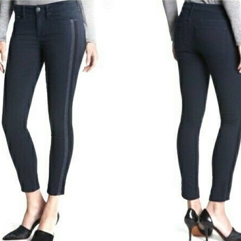 Vince Ankle Skinny Stripe Mid Rise Jeans